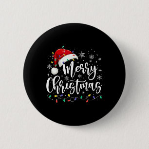 Merry Christmas Lights Red Santa Hat Xmas Family M 6 Cm Round Badge