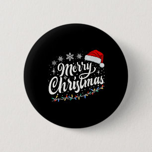 Merry Christmas Lights Red Santa Hat Xmas Family M 6 Cm Round Badge