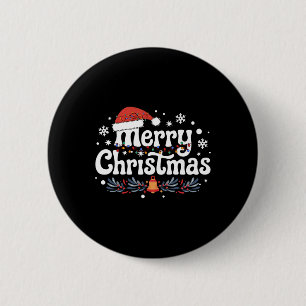 Merry Christmas Lights Red Santa Hat Xmas Family M 6 Cm Round Badge