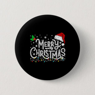 Merry Christmas Lights Red Santa Hat Xmas Family M 6 Cm Round Badge