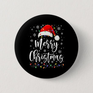 Merry Christmas Lights Red Santa Hat Xmas Family M 6 Cm Round Badge