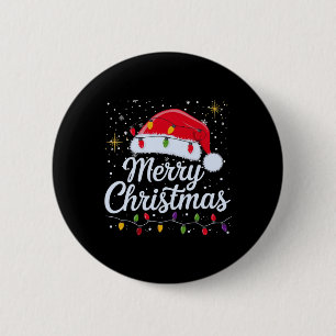 Merry Christmas Lights Red Santa Hat Xmas Family M 6 Cm Round Badge