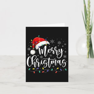 Merry Christmas Lights Red Santa Hat Xmas Family M Card