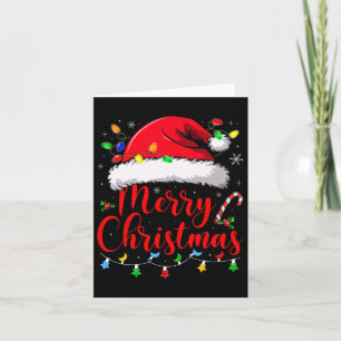 Merry Christmas Lights Red Santa Hat Xmas Family M Card