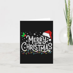 Merry Christmas Lights Red Santa Hat Xmas Family M Card