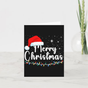 Merry Christmas Lights Red Santa Hat Xmas Family M Card