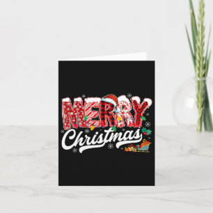 Merry Christmas Lights Red Santa Hat Xmas Family M Card