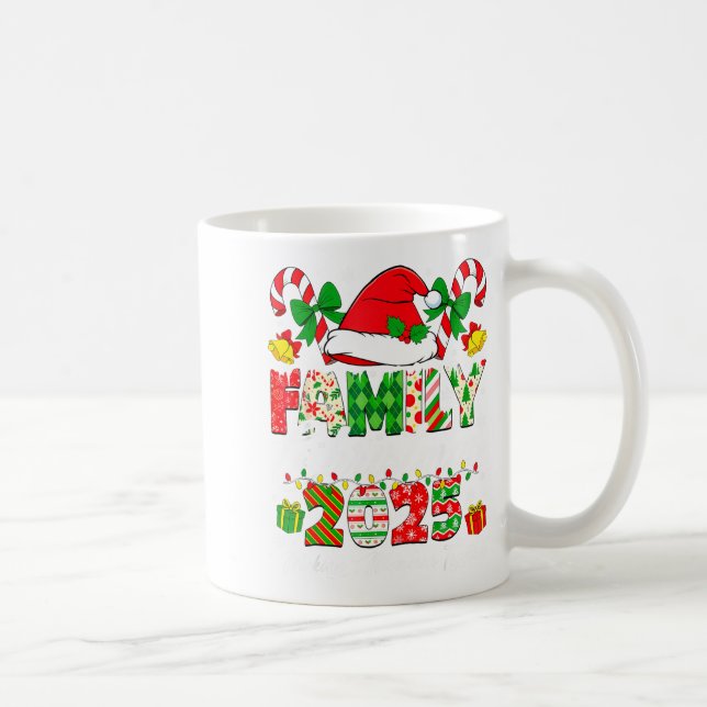 Merry Christmas Lights Red Santa Hat Xmas Family M Coffee Mug (Right)