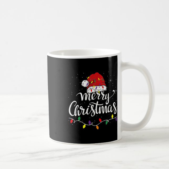 Merry Christmas Lights Red Santa Hat Xmas Family M Coffee Mug (Right)