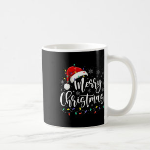 Merry Christmas Lights Red Santa Hat Xmas Family M Coffee Mug