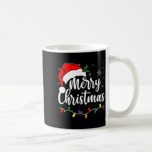 Merry Christmas Lights Red Santa Hat Xmas Family M Coffee Mug