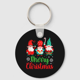 Merry Christmas Lights Red Santa Hat Xmas Family M Key Ring