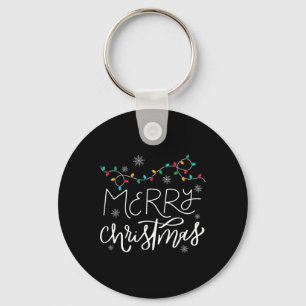 Merry Christmas Lights Red Santa Hat Xmas Family M Key Ring