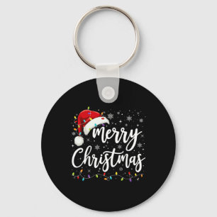 Merry Christmas Lights Red Santa Hat Xmas Family M Key Ring