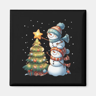 Merry Christmas Lights Red Santa Hat Xmas Family M Magnet