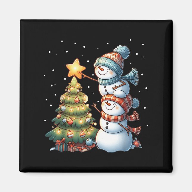 Merry Christmas Lights Red Santa Hat Xmas Family M Magnet (Front)