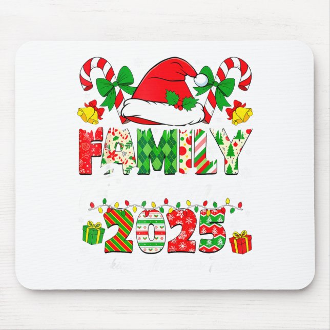 Merry Christmas Lights Red Santa Hat Xmas Family M Mouse Mat (Front)