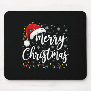 Merry Christmas Lights Red Santa Hat Xmas Family M Mouse Mat