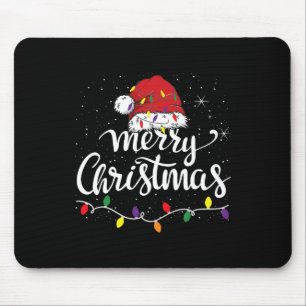Merry Christmas Lights Red Santa Hat Xmas Family M Mouse Mat
