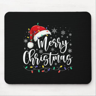 Merry Christmas Lights Red Santa Hat Xmas Family M Mouse Mat