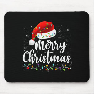 Merry Christmas Lights Red Santa Hat Xmas Family M Mouse Mat