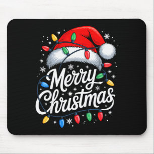 Merry Christmas Lights Red Santa Hat Xmas Family M Mouse Mat