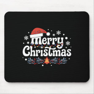 Merry Christmas Lights Red Santa Hat Xmas Family M Mouse Mat