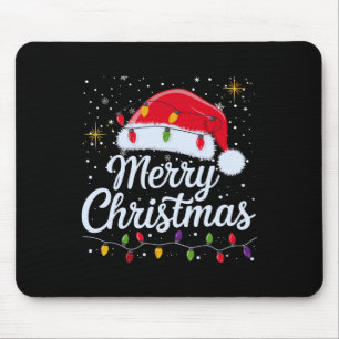 Merry Christmas Lights Red Santa Hat Xmas Family M Mouse Mat