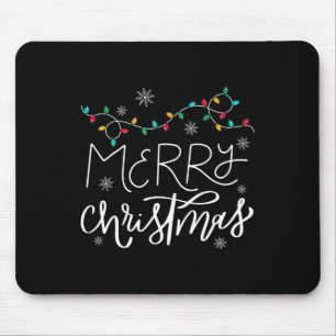 Merry Christmas Lights Red Santa Hat Xmas Family M Mouse Mat