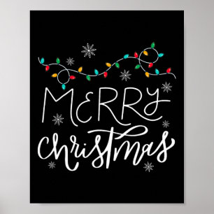 Merry Christmas Lights Red Santa Hat Xmas Family M Poster