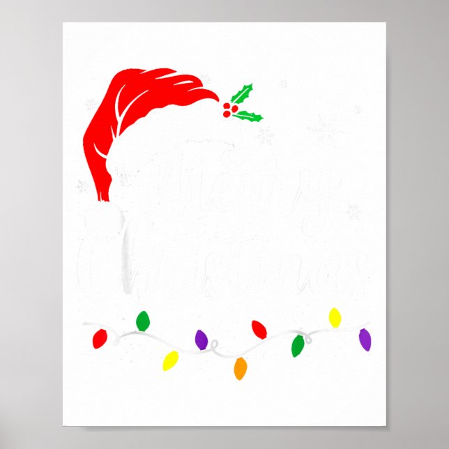 Merry Christmas Lights Red Santa Hat Xmas Family M Poster (Front)