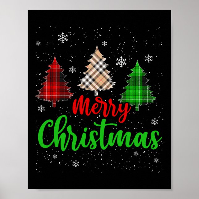 Merry Christmas Lights Red Santa Hat Xmas Family M Poster (Front)