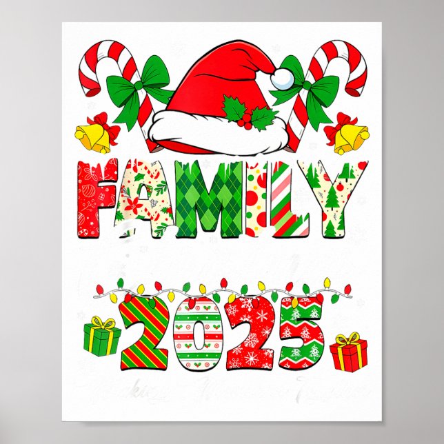 Merry Christmas Lights Red Santa Hat Xmas Family M Poster (Front)