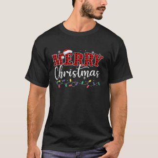 Merry Christmas Lights Red Santa Hat Xmas Family M T-Shirt