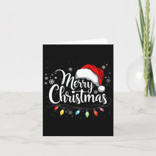 Merry Christmas Lights Red Santa Hat Xmas Holidays Card
