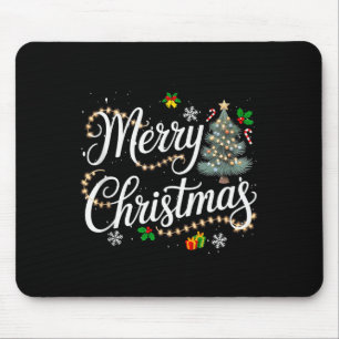 Merry Christmas Lights Red Santa Hat Xmas Men Wome Mouse Mat
