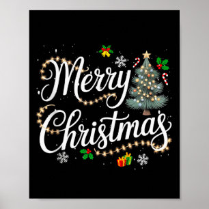 Merry Christmas Lights Red Santa Hat Xmas Men Wome Poster
