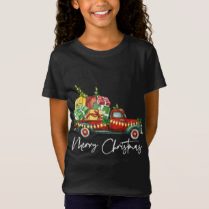 Merry Christmas Lights Red Truck Tree Family Match T-Shirt