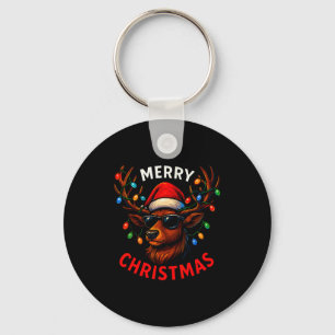 Merry Christmas Lights Reindeer Xmas Family Men Wo Key Ring