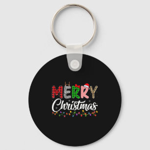 Merry Christmas Lights Santa Family Xmas Pajamas M Key Ring