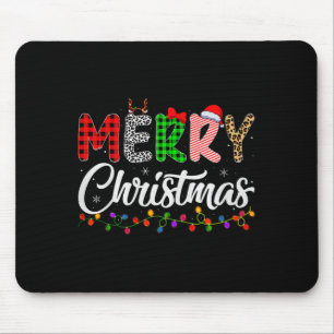 Merry Christmas Lights Santa Family Xmas Pajamas M Mouse Mat
