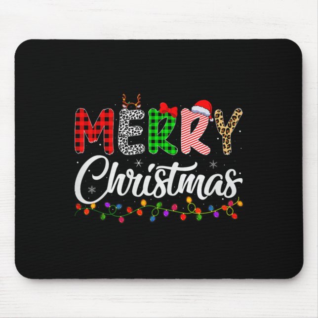 Merry Christmas Lights Santa Family Xmas Pajamas M Mouse Mat (Front)