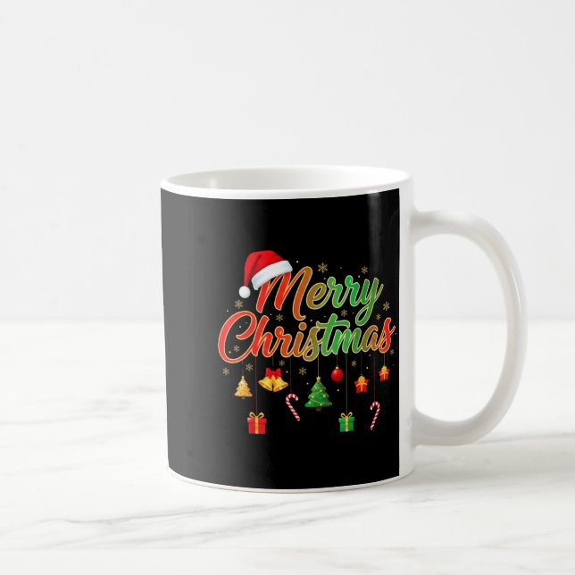 Merry Christmas Lights Santa Hat Family Matching T Coffee Mug (Right)