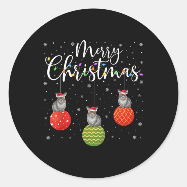 Merry Christmas Lights Santa Hat Ka Ugly Xmas T Sh Classic Round Sticker (Front)
