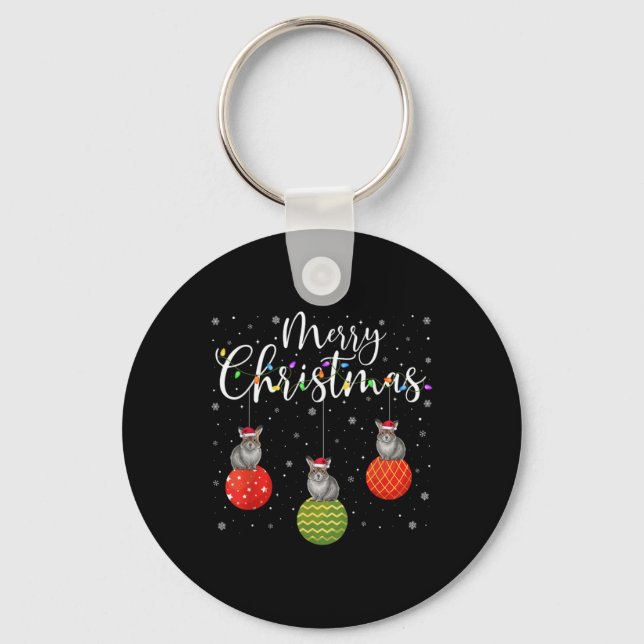 Merry Christmas Lights Santa Hat Ka Ugly Xmas T Sh Key Ring (Front)