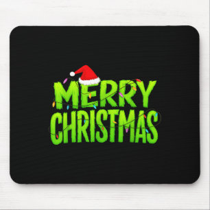 Merry Christmas Lights Santa Hat Pajamas Xmas Humo Mouse Mat