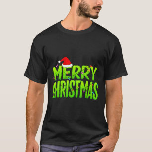 Merry Christmas Lights Santa Hat Pajamas Xmas Humo T-Shirt