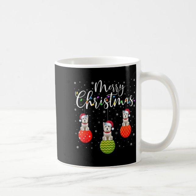 Merry Christmas Lights Santa Hat Westie Dog Ugly X Coffee Mug (Right)