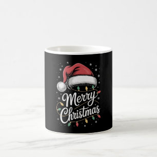 Merry Christmas Lights Santa Hat Xmas Family Coffee Mug