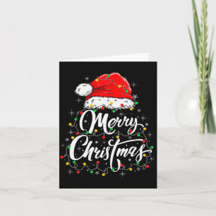 Merry Christmas Lights Santa Hat Xmas Family Match Card